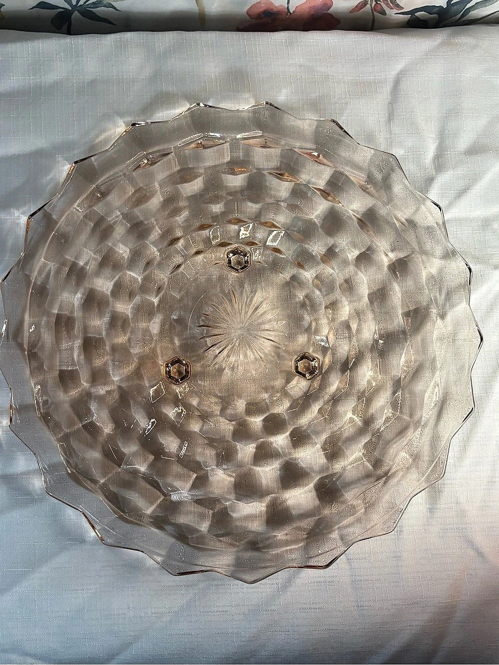 Vintage Pink Depression Glass Serving Platter